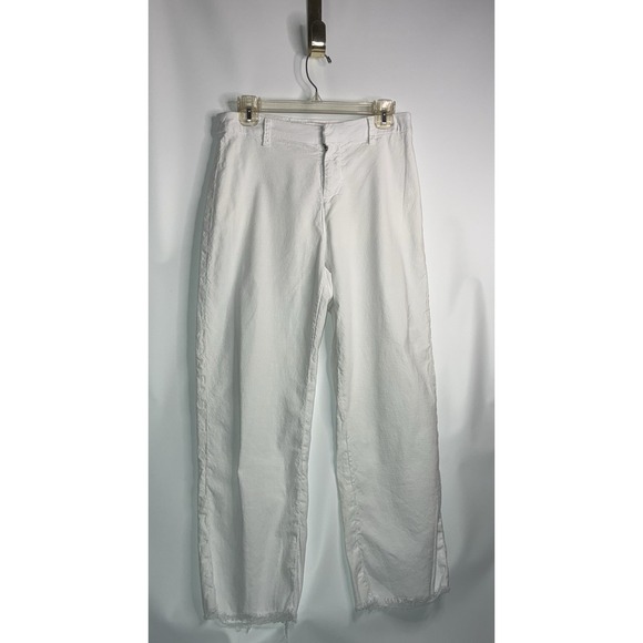 Frank & Eileen Denim - Frank & Eileen Denim Pants Size 6 White Kinsale Flax Cotton Blend Raw Hem Jeans